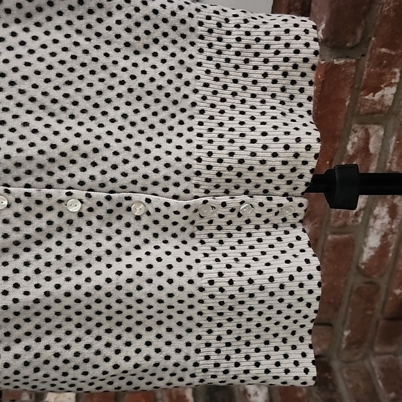 Saks Fifth Avenue Black Label 100% Cashmere Polka Dot Cardigan Sweater - Picture 10 of 15